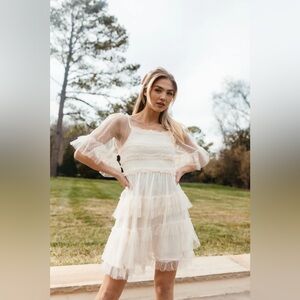 The Post Parker Ivory Dress Cream Swiss Dot Tulle Size Medium